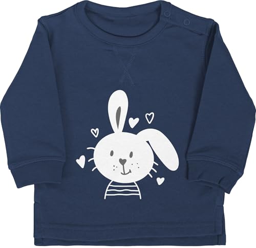 Baby Pullover Jungen Mädchen - Hase - Hasen I Schlappohr I Osterhase - 12/18 Monate - Navy Blau - hasenpulli osterhasen Bunny Babykleidung hasenmotiv Oster Pulli häschen Ostern Sweater mit von Shirtracer