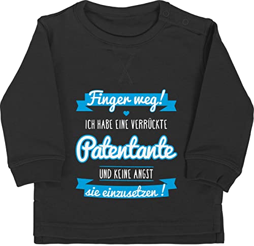 Shirtracer Baby Pullover Jungen Mädchen - Ich Habe eine verrückte Patentante - 12/18 Monate - Schwarz - Finger Weg sprüche pateneltern Geschenk und patenkind Geschenke als Meine hab Gotti partentante von Shirtracer