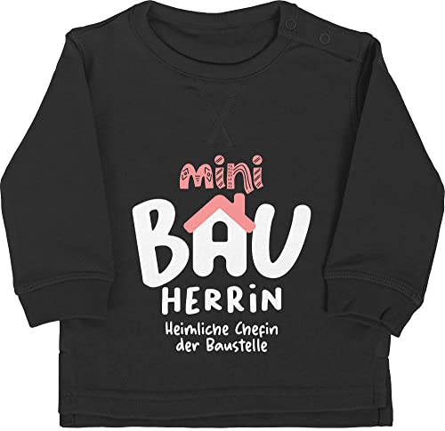 Shirtracer Baby Pullover Jungen Mädchen - Sprüche - Mini Bauherrin weiß - 12/18 Monate - Schwarz - mit sprüchen Drauf Sweatshirt Spruch babygeschenke lustig lustige Aufschrift spruche babysprüche von Shirtracer