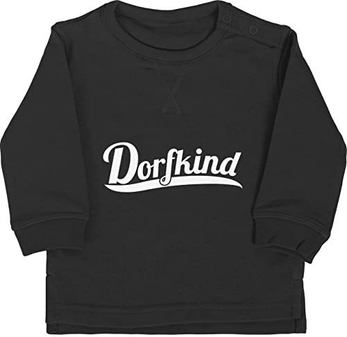 Shirtracer Baby Pullover Jungen Mädchen - Sprüche - Dorfkind Weiss - 6/12 Monate - Schwarz - babysachen mit sprüchen lustige für Drauf sprüche. Dorf Sweatshirt babygeschenke lustig dorfkinder Pulli von Shirtracer