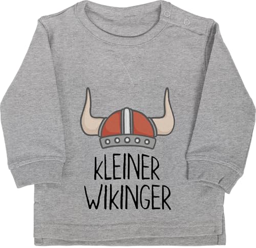 Shirtracer Baby Pullover Jungen Mädchen - & Walhalla - Kleiner Wikinger - 18/24 Monate - Grau meliert - Viking Pulli Babykleidung von Shirtracer