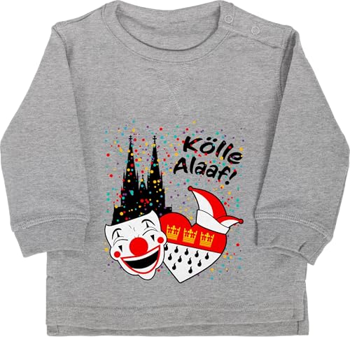 Shirtracer Baby Pullover Jungen Mädchen - & Fasching - Kölle Alaaf Kostüm Köln Karneval Wappen I Jeck Rut Wiees I Narren I Kölsche Jecken - 12/18 Monate - Grau meliert - Fastnacht Dom babypullover von Shirtracer