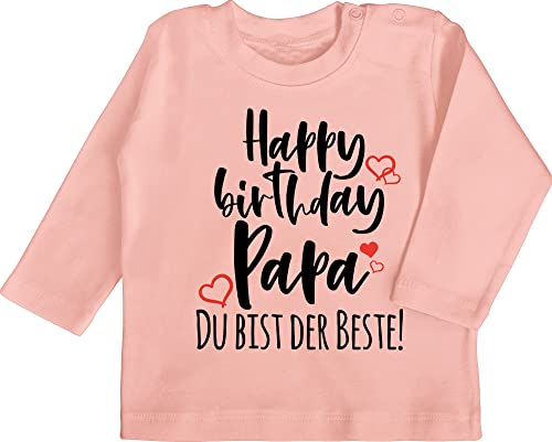 Baby Langarmshirt - Strampler Mädchen & Junge - Happy Birthday Papa - 6/12 Monate - Babyrosa - Daddy t - Shirt Babykleidung Geburtstag thsirt für babyshirt Alles Gute zum Langarm dad Tshirts von Shirtracer