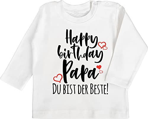 Baby Langarmshirt - Strampler Mädchen & Junge - Happy Birthday Papa - 6/12 Monate - Weiß - Daddy Babykleidung Sachen für Neugeborene dad Shirt Alles Gute zum Geburtstag t zur Geburt Vater Tshirt von Shirtracer