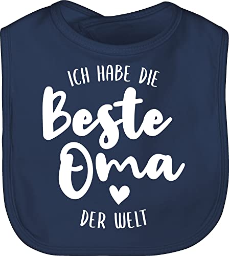 Baby Lätzchen - Strampler Mädchen & Junge - Ich habe die beste Oma der Welt - Unisize - Navy Blau - lustige babysachen sprüche ist babylatz babykleidung mit süßen sprüchen spruch hab bibs von Shirtracer