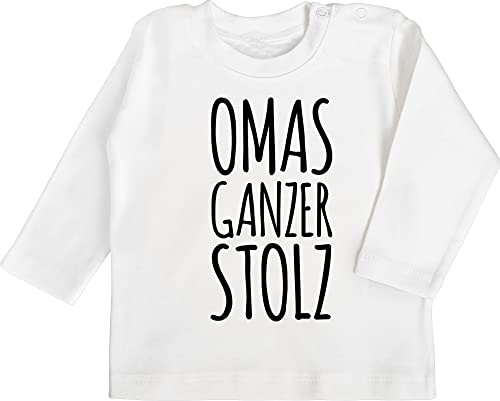 Baby Langarmshirt - Strampler Mädchen & Junge - Omas ganzer Stolz - 3/6 Monate - Weiß - oma Langarm Grandma Jungen enkelkind Shirt liebling von Shirtracer