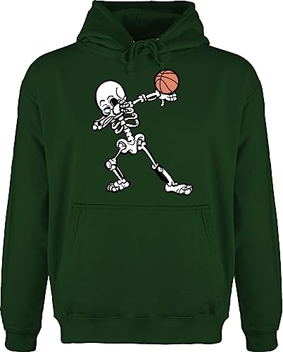 Shirtracer Hoodie Herren Pullover Männer - Trikot Ersatz Training - Dabbendes Skelett mit Basketball - XL - Dunkelgrün - Basketballer korbball Hoodies Pulli Kapuze Hoody jh001 von Shirtracer