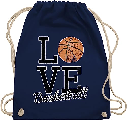 Turnbeutel Rucksack - Trikot Ersatz Training - Love Basketball - Unisize - Navy Blau - kinderturnbeutel basketballer korbball stoffrucksack sport tasche kinder basketballspiel i beutel sporttasche von Shirtracer