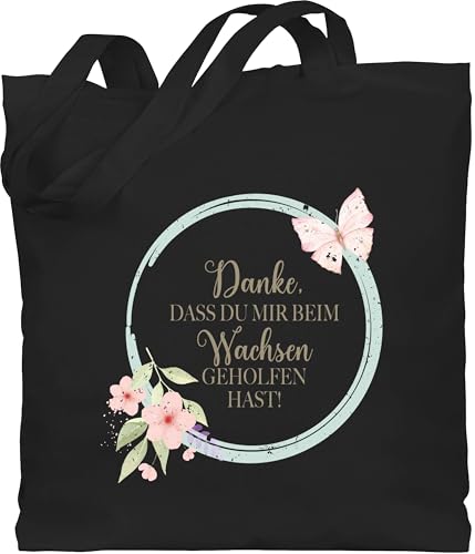 Shirtracer Baumwolltasche - Erzieher - Taschen - Danke dass du mir beim wachsen geholfen hast | Kita Abschiedsgeschenk | Kindergarten Abschied Geschenk | Tagesmutter Abschied - Unisize - Schwarz von Shirtracer
