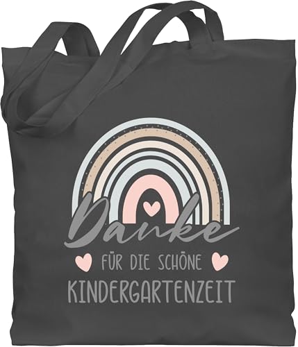 Baumwolltasche - Erzieher - Taschen - Danke für die schöne Kindergartenzeit Boho Regenbogen - Unisize - Dunkelgrau - abschied kita geschenk erzieherin tasche kindergärtner kindergarten beutel von Shirtracer
