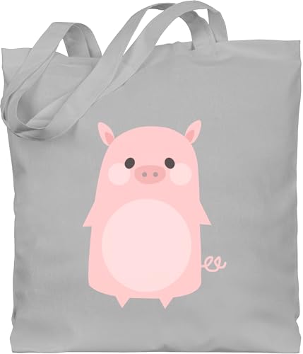 Shirtracer Baumwolltasche - Fasching Kostüm Schweinchen - Unisize - Hellgrau - fasching, jute beuteltasche wurfbeutel karneval fasching- beutel karnevals tasche carnevale jutebeutel party köstüme von Shirtracer
