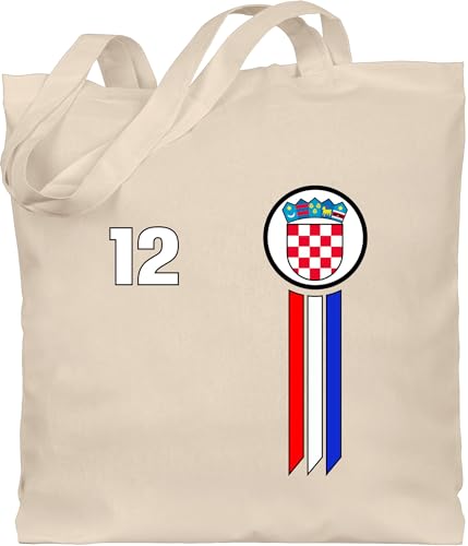 Shirtracer Baumwolltasche - Fußball EM WM - Taschen - 12. Mann Kroatien Emblem - Unisize - Naturweiß - fussball kroatien. europameisterschaft 2024 croatia em- fanartikel em24 fu ball von Shirtracer