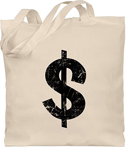 Shirtracer Baumwolltasche - Karneval & Fasching - Taschen - Geldsack Dollarzeichen I Dollar Zeichen I Dollar I Sack voll Geld - Unisize - Naturweiß - bankräuber beutel kamellebeutel faschings money von Shirtracer