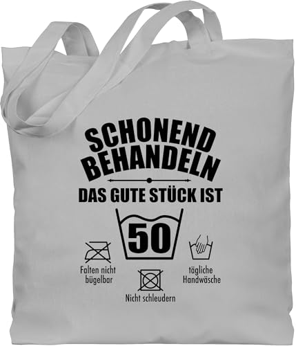 Shirtracer Baumwolltasche - Schonend behandeln das gute Stück ist fünfzig I 50 I 50. Geburtstag I Fünfzigster - Unisize - Hellgrau - geschenk zum fünfzigsten 50.geburtstag zehnundvierzig stoffbeutel von Shirtracer