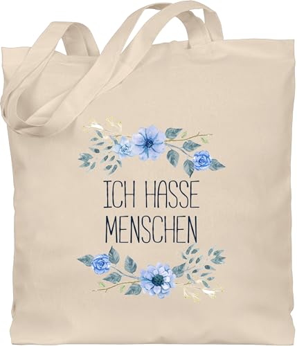 Shirtracer Baumwolltasche - Sprüche Statement mit Spruch - Ich hasse Menschen - Unisize - Naturweiß - beutel+mit+sprüchen+lustig sprueche blumen beutel jutetasche sprüchen people stoffbeutel lustiger von Shirtracer