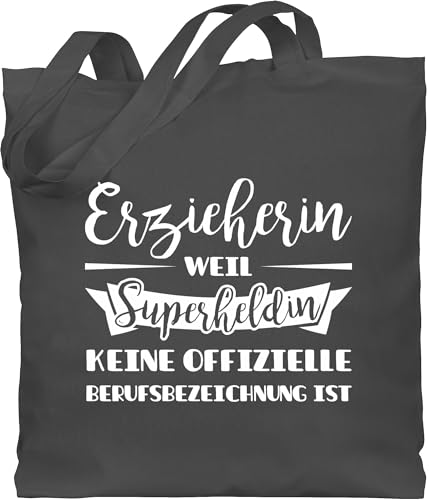 Shirtracer Baumwolltasche - Taschen - Erzieherin Superheldin Geschenk - Unisize - Dunkelgrau - geschenke für kindergärtnerinnen erziehertaschen erzieherinnen erzierhin stoffbeutel von Shirtracer