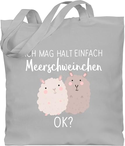 Shirtracer Baumwolltasche - Tiermotiv Animal Print - Ich mag halt einfach Meerschweinchen OK? - weiß - Unisize - Hellgrau - tiermotive stoffbeutel tier jute tiere tasche tieren erwachsene giraffe von Shirtracer