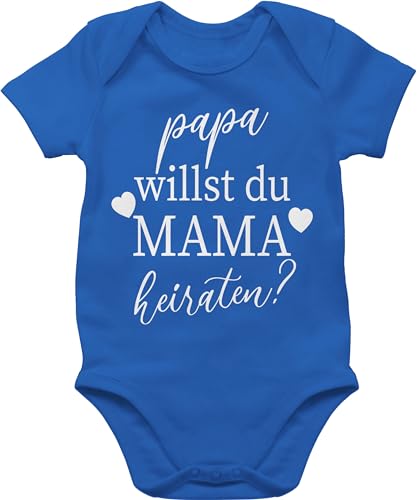 Shirtracer Body Junge Mädchen - Hochzeit - Papa willst du Mama heiraten - Willst Du meine Mama heiraten Neugeborenen Heiratsantrag Baby Antrag Papi - 1/3 Monate - Royalblau - heiratsantrag+baby+body von Shirtracer