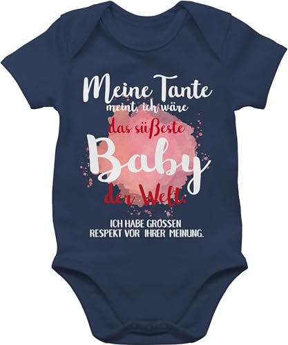 Body Junge Mädchen - Sprüche - Meine Tante meint, ich wäre das süßeste Baby der Welt - weiß - 3/6 Monate - Navy Blau - babymode witzig spruch bodys strampler mit lustigen sprüchen spruche von Shirtracer