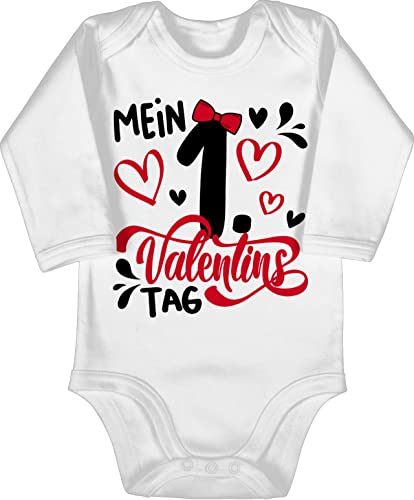 Shirtracer Body langarm Mädchen Junge - Partner - Mein 1. Valentinstag - Erster Valentinstag Baby Geschenk Valentines Day - 6/12 Monate - Weiß - alles liebe valentinstagsgeschenke 1 babybody von Shirtracer