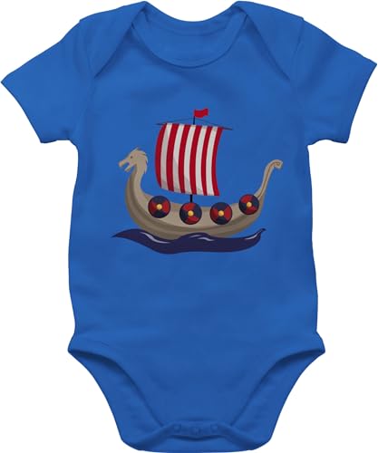 Shirtracer Baby Body Junge Mädchen - Wikinger & Walhalla - Wikinger-Schiff - 3/6 Monate - Royalblau - schiff viking wikingerschiff babysachen vikings wikinger&walhalla babybody strampler von Shirtracer