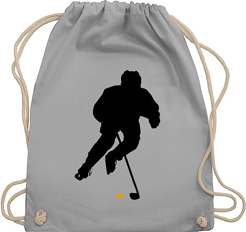Turnbeutel Rucksack - Eishockey Spieler - Unisize - Hellgrau - eishockey-fanartikel kinderturnbeutel hockey beutel icehockey geschenk sport tasche kinder 25. geburtstag stoffbeutel geschenke baby von Shirtracer