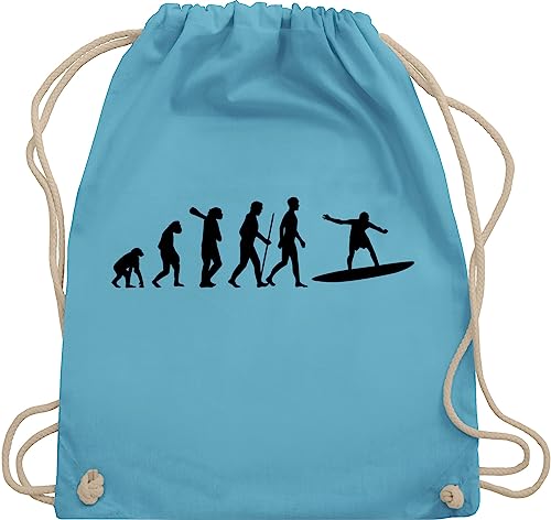 Turnbeutel Rucksack - Entwicklung und Outfit - Wellenreiter Evolution - Unisize - Hellblau - surfen geschenk schwimmen wassersport surf juterucksäcke schwimmer surfer beutelrucksäcke schwimmmotiv von Shirtracer