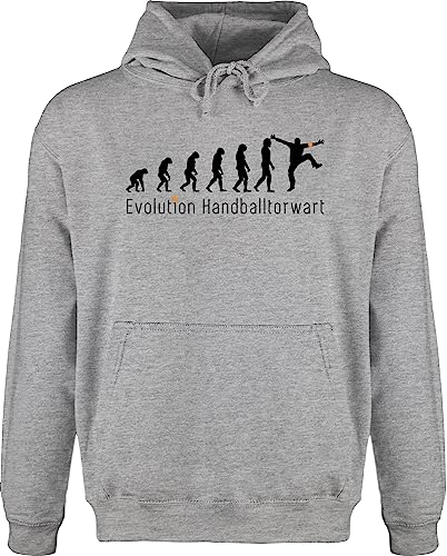 Hoodie Pullover Männer - Entwicklung und Outfit - Handball Evolution Herren - L - Grau meliert - pulli handballer geschenke hoody beachhandball jh001 em hoodys wm kapuzenpulli 2022 hoodies fans fan von Shirtracer