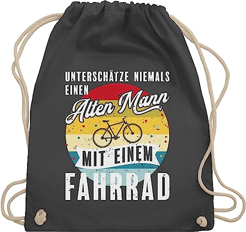 Turnbeutel Rucksack - Bekleidung Radsport - Unterschätze niemals einen alten Mann mit einem Fahrrad Vintage - weiß - Unisize - Dunkelgrau - radfahren geschenke fahrradbegeisterte juterucksack von Shirtracer