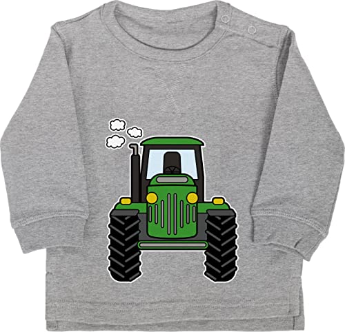 Baby Pullover Jungen Mädchen - Traktoren - Traktor Trecker Landwirte Bauern Geschenk Bulldog Landwirtschaft - 12/18 Monate - Grau meliert - Kindergarten Sweatshirt sprüche kindertrecker Oberteil von Shirtracer