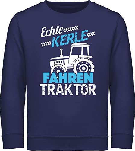 Sweatshirt Kinder Pullover für Jungen Mädchen - Echte Kerle Fahren Traktor - 104 (3/4 Jahre) - Navy Blau - Sweat trecker sprüche Pulli mit Junge Kind landwirtschafts Bauer tracktoren polovers von Shirtracer