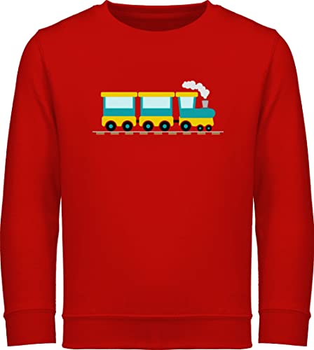 Sweatshirt Kinder Pullover für Jungen Mädchen - Traktor Bagger und Co. - Eisenbahn - 104 (3/4 Jahre) - Rot - Fahrzeuge Zug kinderpullover flugzeugen züge Pulli dampflok Langarm lokomotive von Shirtracer