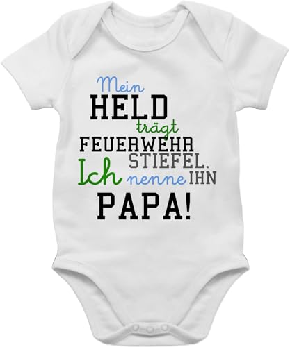 Baby Body Mädchen - Mein Held Papa Feuerwehr Junge - 3/6 Monate - Weiß - babykleidung baby+feuerwehr+strampler feuerwehrmann männertag strampler outfit feuerwehrgeschenkartikel herrentag babybody von Shirtracer