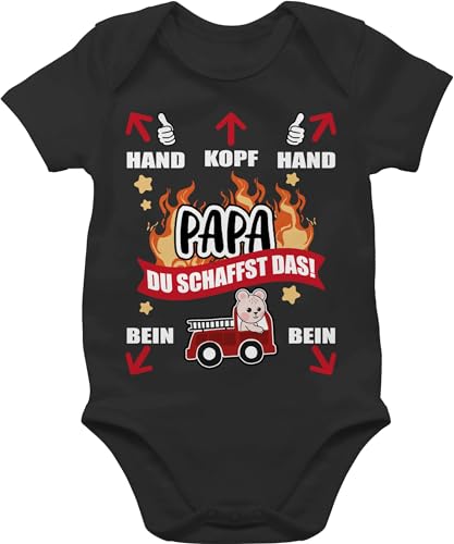 Shirtracer Baby Body Junge Mädchen - Geschenk zum Vatertag - Papa du schaffst das - Feuerwehr - weiß - 3/6 Monate - Schwarz - babygeschenke vatertagsbody papatagsgeschenk anleitung bodys daddy outfit von Shirtracer