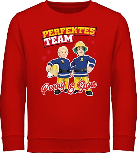 Shirtracer Sweatshirt Kinder Pullover für Jungen Mädchen - Feuerwehrmann - Perfektes Team - Penny & Sam - 116 (5/6 Jahre) - Rot - fwuerwehrmann feuereehrmann feuerwehmann feuerwhermann feuetwehr Mann von Shirtracer