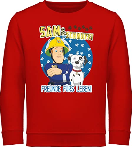 Shirtracer Sweatshirt Kinder Pullover für Jungen Mädchen - Feuerwehrmann - Sam & Schnuffi - Freunde fürs Leben - 104 (3/4 Jahre) - Rot - SAMS kinderpullover geuerwehrmann Pulli feuwermansam pullis von Shirtracer