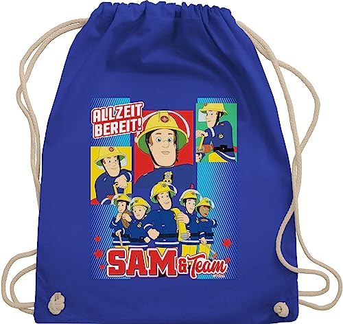 Turnbeutel Rucksack - Feuerwehrmann Tasche - Allzeit bereit! - Sam & Team - Unisize - Royalblau - turn beutel sportbeutel baumwolle bag taschen sport beuteltasche turnsackerl sportsack turnsack von Shirtracer