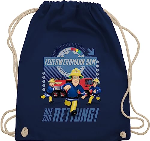 Shirtracer Turnbeutel Rucksack - Feuerwehrmann Sam Tasche - Auf zur Rettung - Unisize - Navy Blau - feuerwehrtasche feuerwehr mann fezerwehrmann juterucksäcke der feuermann turnsack feuwehrmann von Shirtracer