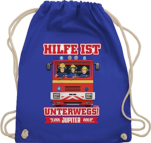 Turnbeutel Rucksack - Feuerwehrmann Tasche - Hilfe ist Unterwegs - Sam & Jupiter - Unisize - Royalblau - turnsäckchen der feuermann stoffbeutel feuerwehr mann rucksäcke taschen beutel sporttasche von Shirtracer