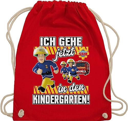 Turnbeutel Rucksack - Feuerwehrmann Sam Tasche - Ich gehe jetzt in den Kindergarten! - Unisize - Rot - feuerwehr kindergarten mann stoffbeutel der feuermann sportbeutel feuwehrmann trainingsbeutel von Shirtracer