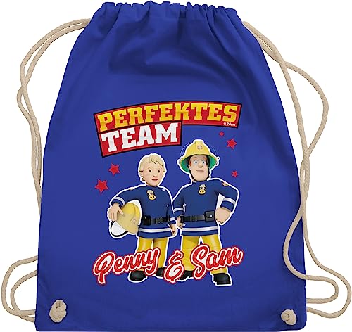 Turnbeutel Rucksack - Feuerwehrmann Tasche - Perfektes Team - Penny & Sam - Unisize - Royalblau - beutel kinder stoffbeutel aus baumwolle umhängebeutel rucksäcke turn turnen stoff feuwehrmann von Shirtracer