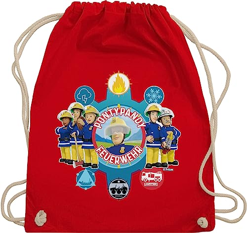 Turnbeutel Rucksack - Feuerwehrmann Sam Tasche - Pontypandy Feuerwehr - Unisize - Rot - sport beutel gym bag baumwolle kinder stoff baumwoll turnen taschen turn feuwehrmann kleinkind sporttasche von Shirtracer