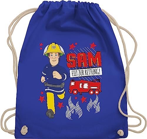 Turnbeutel Rucksack - Feuerwehrmann Tasche - Sam eilt zur Rettung - Unisize - Royalblau - beutel kinder stoff kordel turnen turn kordelzug der kinderturnbeutel feuerwehr mann bag feuwehrmann von Shirtracer