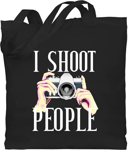 Baumwolltasche - Fotografie Geschenke - I shoot people Geschenk Fotograf Fotografen Hobbyfotografen Fotografin Fotografieren - Unisize - Schwarz - kamera jutebeutel fotoapparat bedruckt beuteltasche von Shirtracer