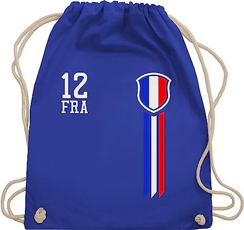 Turnbeutel Rucksack - Fußball EM WM - Taschen - 12. Mann Frankreich Fanshirt - Unisize - Royalblau - sportbeutel europameisterschaft tasche fanartikel stoffbeutel 2024 bag fussball stoffrucksack von Shirtracer