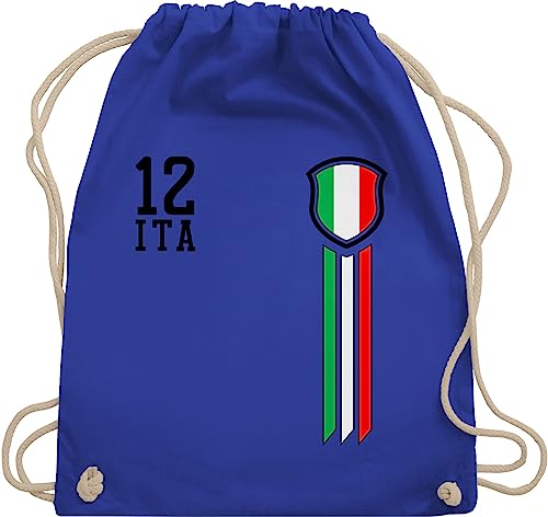 Shirtracer Turnbeutel Rucksack - Fußball EM WM - Taschen - 12 Mann Italien - Unisize - Royalblau - fußball-em fanartikel europameisterschaft 2024 italy bags tasche fussball italia stoffbeutel fu ball von Shirtracer