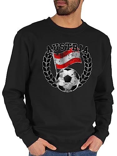 Shirtracer Sweater Pullover Sweatshirt Herren Damen - EM WM - Austria Flagge & Fußball Vintage - XL - Schwarz - Fanartikel österreich Fussball Fan Europameisterschaft fu Ball em24 2024 von Shirtracer