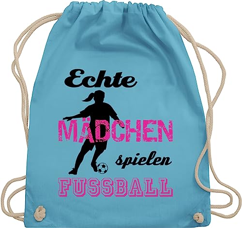 Turnbeutel Rucksack - Fussball EM 2024 - Echte Mädchen spielen Fußball I - Unisize - Hellblau - kinderturnbeutel sport damen juterucksäcke fußball-rucksack fussballer mädels taschen von Shirtracer