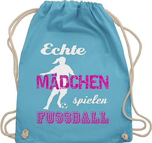 Turnbeutel Rucksack - Fussball EM 2024 - Echte Mädchen spielen Fußball - Unisize - Hellblau - rucksäcke stofftasche stoffsackerl tasche sportbeutel groß beuteltasche geschenkebeutel sporttasche von Shirtracer