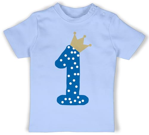 Baby T-Shirt Mädchen Jungen - 1. - Erster Geburtstag - 18/24 Monate - Babyblau - geburtstagsoutfit geburtstagsshirt+1+Jahr 1 Jahr one Tshirt 1st Birthday Boy Geschenk+für+einjähriges+Kind von Shirtracer